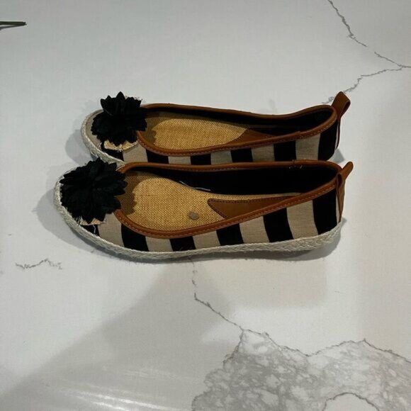 Kim Rogers Black and White Espadrilles with Striped Pattern Size 7.5 - Picture 10 of 13